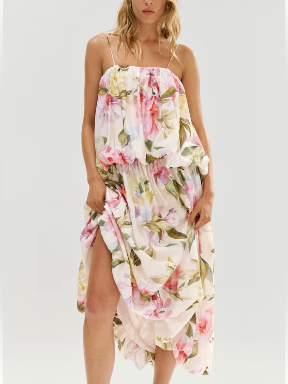Floral Rayon Bubble Maxi Dress - NWT, size L/XL